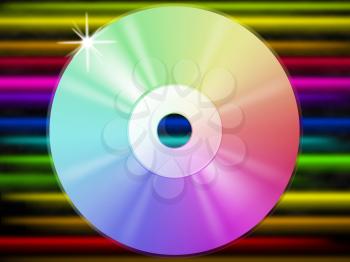 CD Background Showing Music Listening And Colorful Lines
