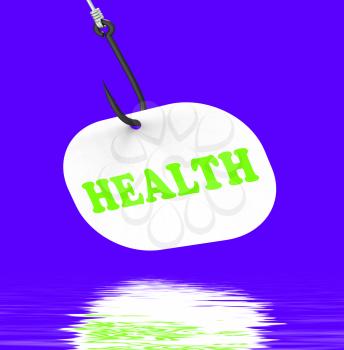 Health On Hook Displaying Medical Care Health Or Wellbeing