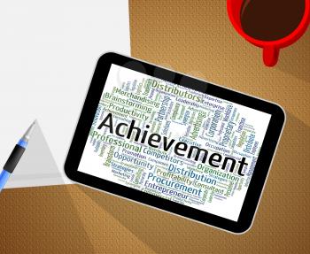 Achievement Word Showing Achieving Success And Victory