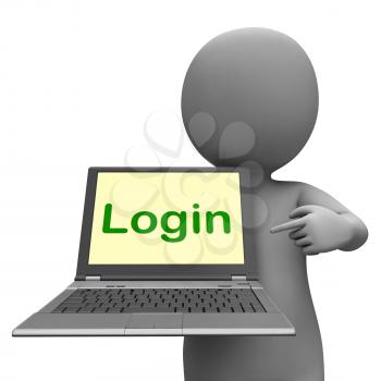 Login Character Laptop Showing Website Sign In Or Signin
