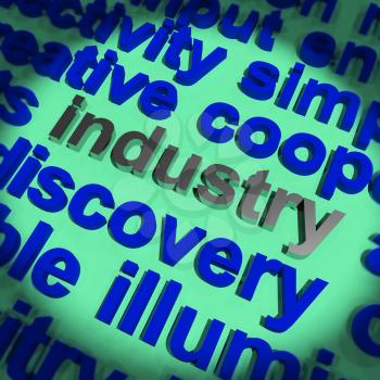 Industry Word Shows Production And Industrial Factories