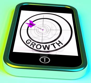 Growth Smartphone Showing Expansion And Advancement Through Internet
