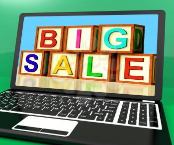 Big Sale Message On Laptop Showing Online Discounts