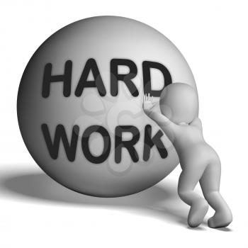 Hard Work Uphill 3D Character Showing Difficult Working Labour