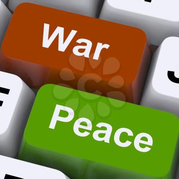 Peace War Keys Showing No Conflict Or Aggression