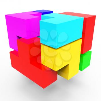 Synergy Blocks Showing Team Work And Partners