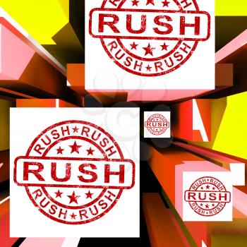 Rush On Cubes Showing Express Delivery And Quick Dispatch