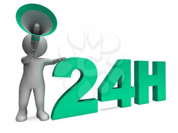 Twenty Four Hour Character Showing 24h Open All Day Service