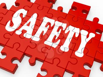 Safety Puzzle Showing Company Security And Insurance