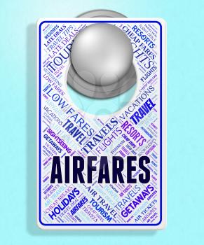 Airfares Sign Representing Current Price And Discount