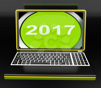 Two Thousand And Seventeen On Laptop Showing New Year 2017