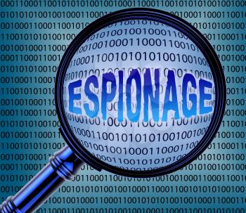 Computer Espionage Word On Magnifier Represents Digital Theft 3d Rendering