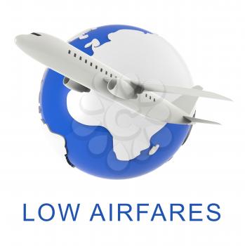 Lowest Airfares Word And Airplane Means Cheapest Flight 3d Rendering