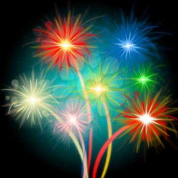 Color Fireworks Showing Explosion Background And Firecracker