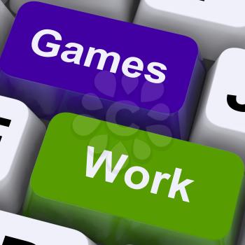 Games Work Keys Showing Working or Playing Time Management