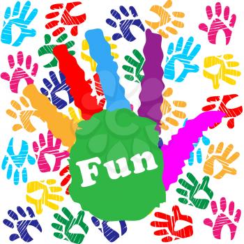 Kids Fun Indicating Colors Handprint And Positive