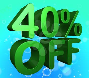 Forty Percent Off Representing Promotional Discount And Sale