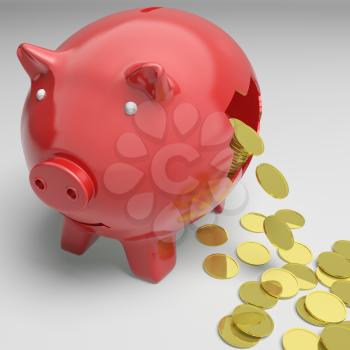 Broken Piggybank Shows Cash Savings Or Economy