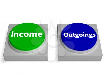Income Outgoings Buttons Showing Profits Or Expenses