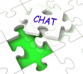 Chat Jigsaw Showing Chatting Talking Typing Or Texting
