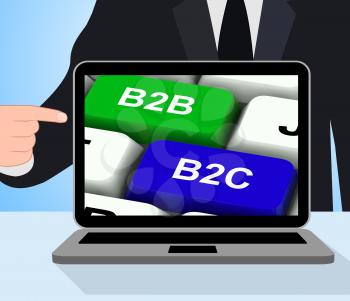 B2B And B2C Keys Displaying Business Partnerships Or Consumer Relations
