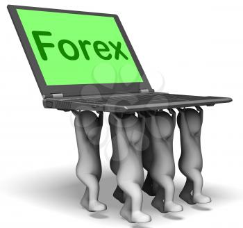 Forex Characters Laptop Showing Fx Or Foreign Currency Trading