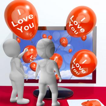 I Love You Balloons Representing Online Greetings for Lovers