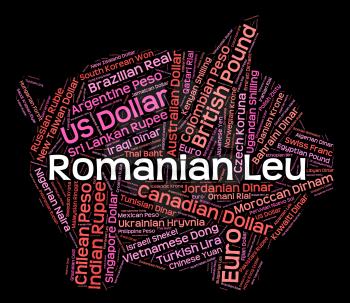 Romanian Leu Indicating Foreign Currency And Words