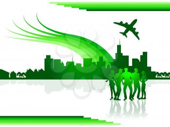 City Flights Representing Metropolitan Fly And Buildings