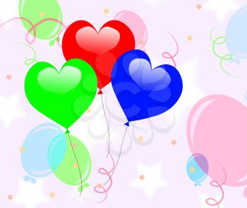 Colourful Heart Balloons Meaning Romantic Party Or Celebration