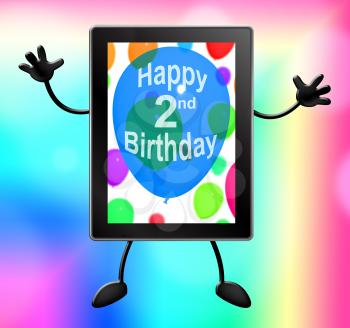 Multicolored Balloons Are For Celebrating A 2nd or Second Birthday Tablet