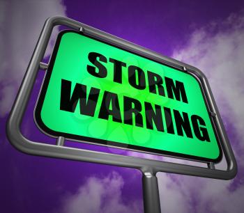 Storm Warning Signpost Representing Forecasting Danger Ahead