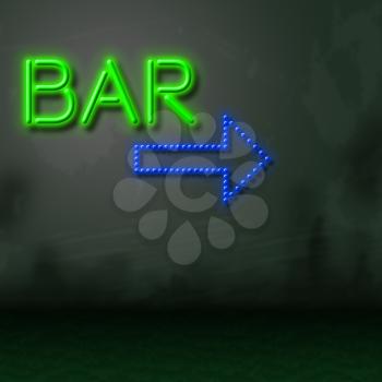Neon Bar Indicating Traditional Pub And Illuminated