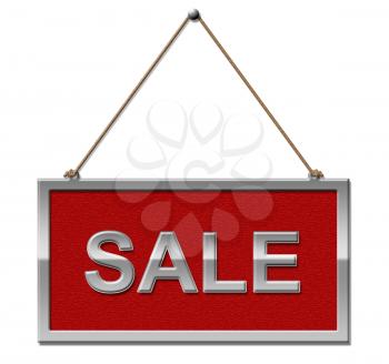 Sale Sign Representing Reduction Advertisement And Promotion