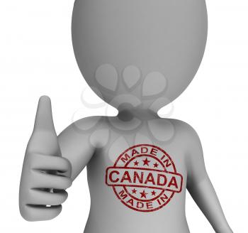 Made In Canada Stamp On Man Showing Canadian Products Approved