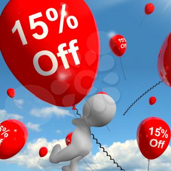 Balloon With 15% Off Shows Discount Of Fifteen Percent