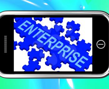 Enterprise On Smartphone Showing Company Development And Organization Management