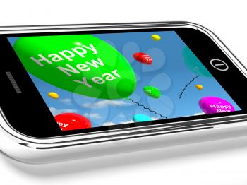 Mobile With A Happy New Year Message On Screen