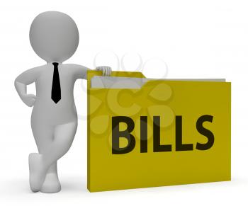 Bills Folder Representing Administration Business And Folders 3d Rendering