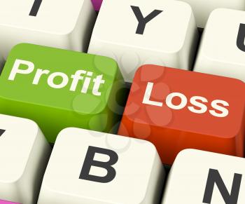 Profit Or Loss Keys Showing Returns For Internet Businesses