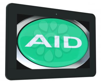 Aid Tablet Meaning Help Assist Or Rescue