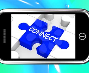 Connect On Smartphone Showing Connected People And Networking