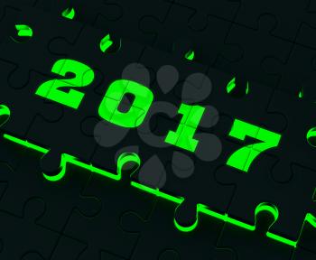 Two Thousand And Seventeen On Puzzle Showing Year 2017 Resolution