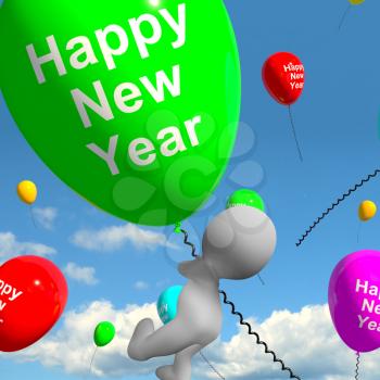Balloons In The Sky Say Happy New Year