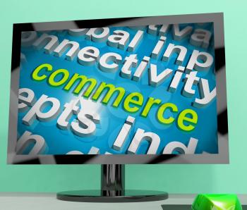 Commerce Word Cloud Screen Showing Commercial Activities