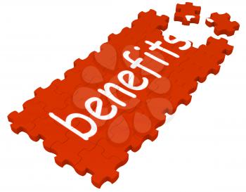Benefits Puzzle Shows Compensations And Rewards. 
