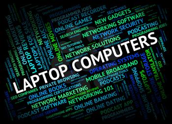 Laptop Computers Indicating Computing Word And Words