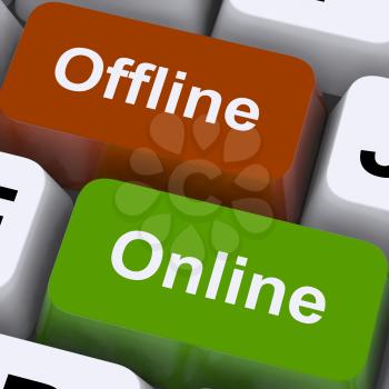 Offline Online Keys Showing Internet Communication Status