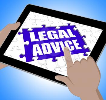 Legal Advice Tablet Showing Online Lawyer Help