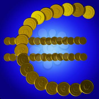 Coins Euro Symbol Shows European Sales Or Business